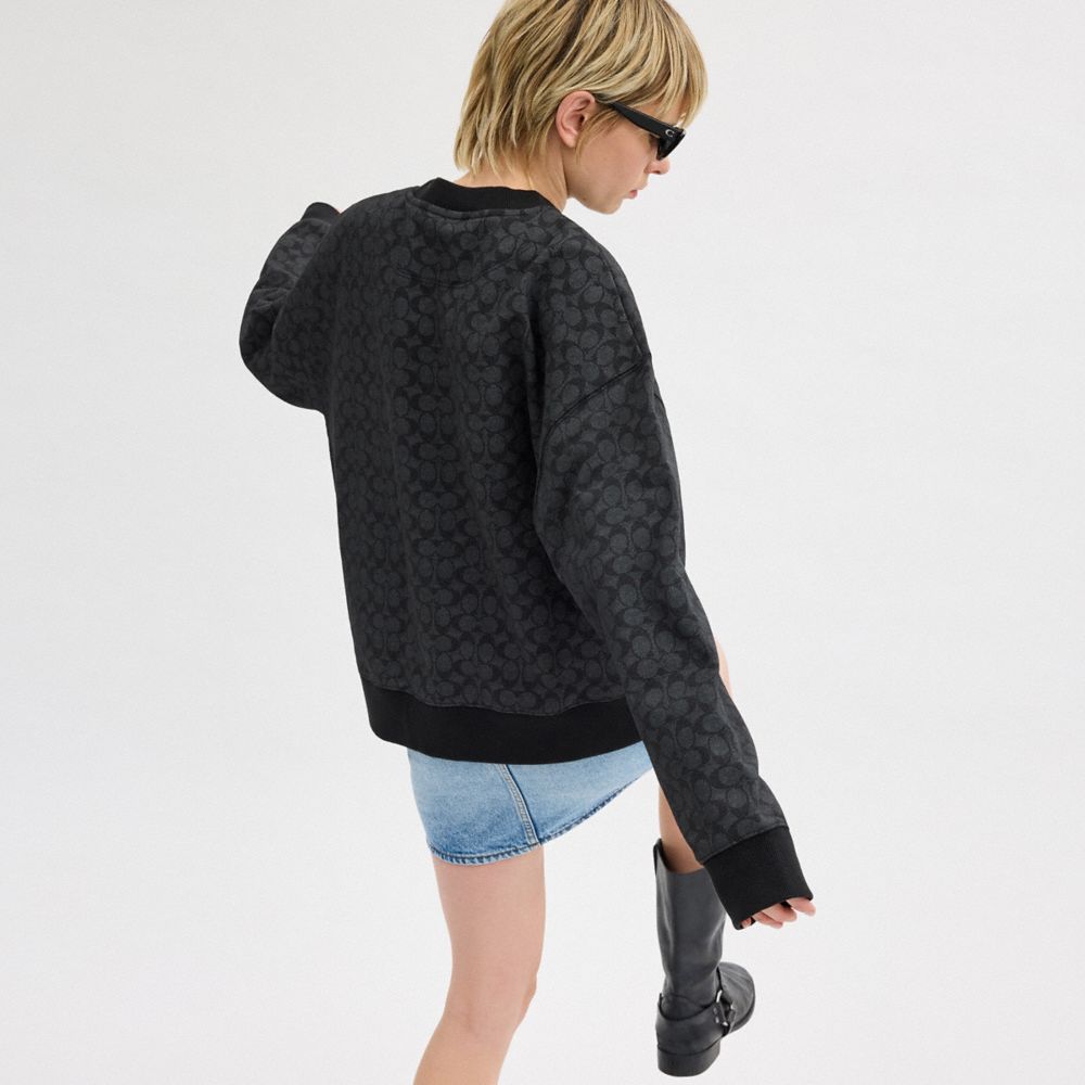 Coach Essential Signature Crewneck Charcoal Signature | COH866881