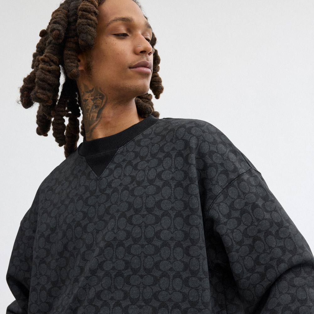 Coach Essential Signature Crewneck Charcoal Signature | COH866881