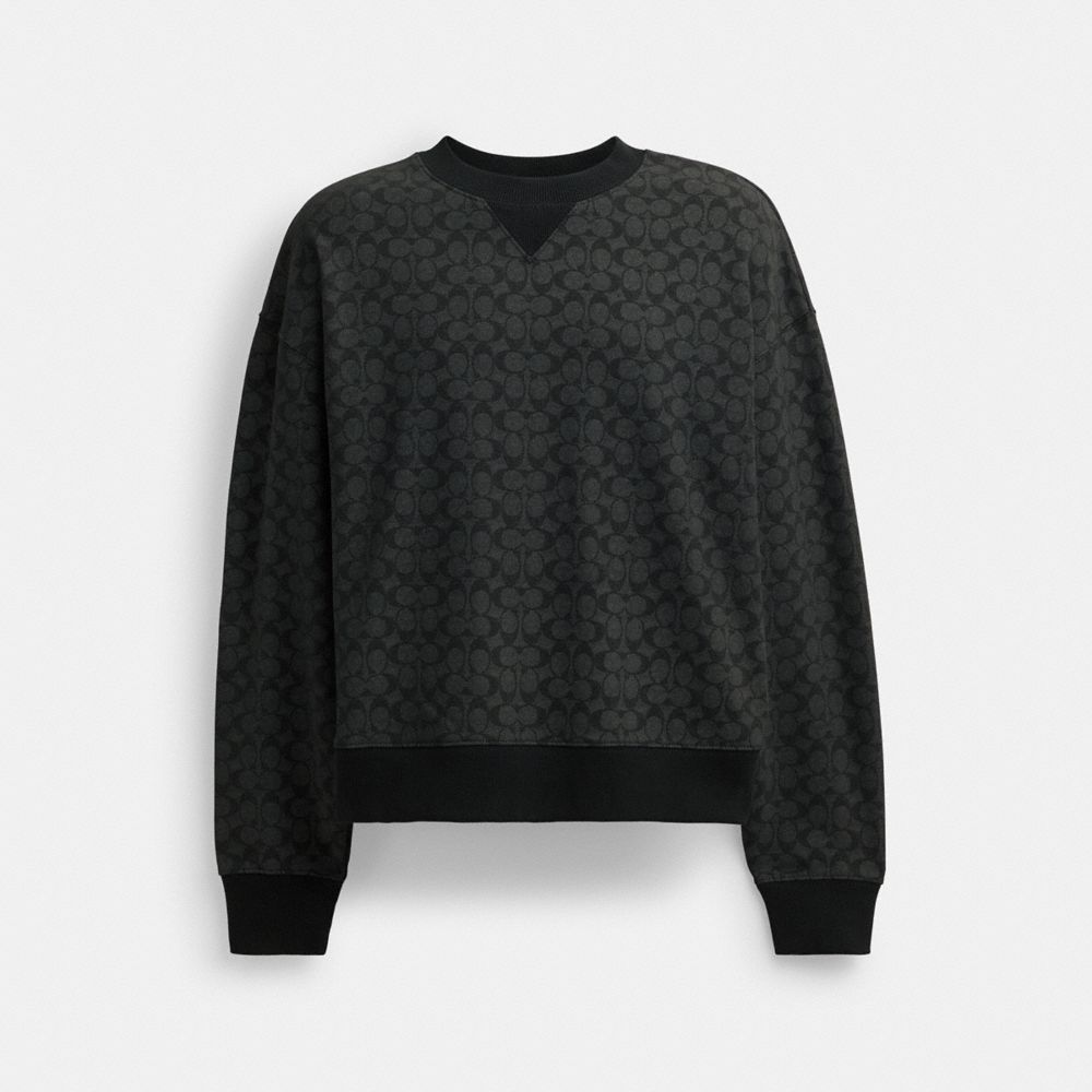 Coach Essential Signature Crewneck Charcoal Signature | COH866881