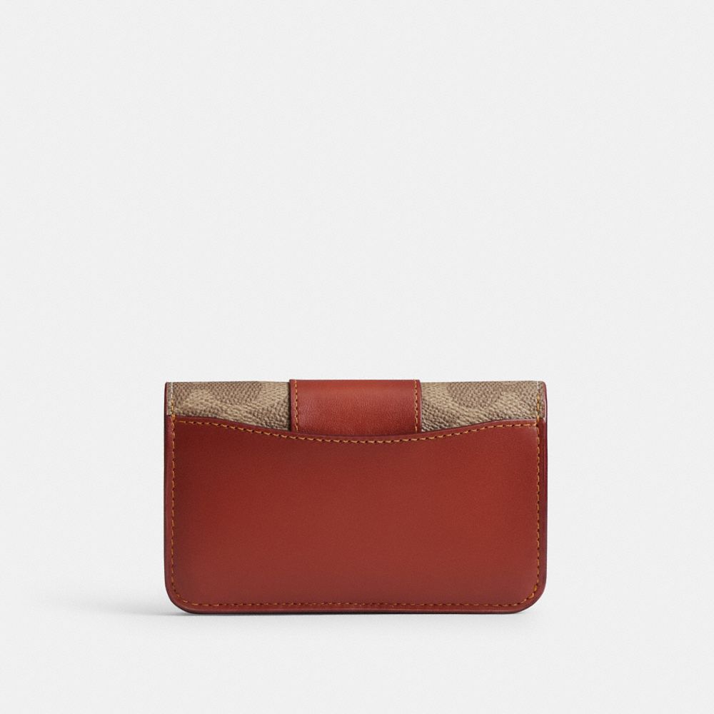 Coach Essential Slim Card Case In Signature Canvas Brass/Tan/Rust | COH865722