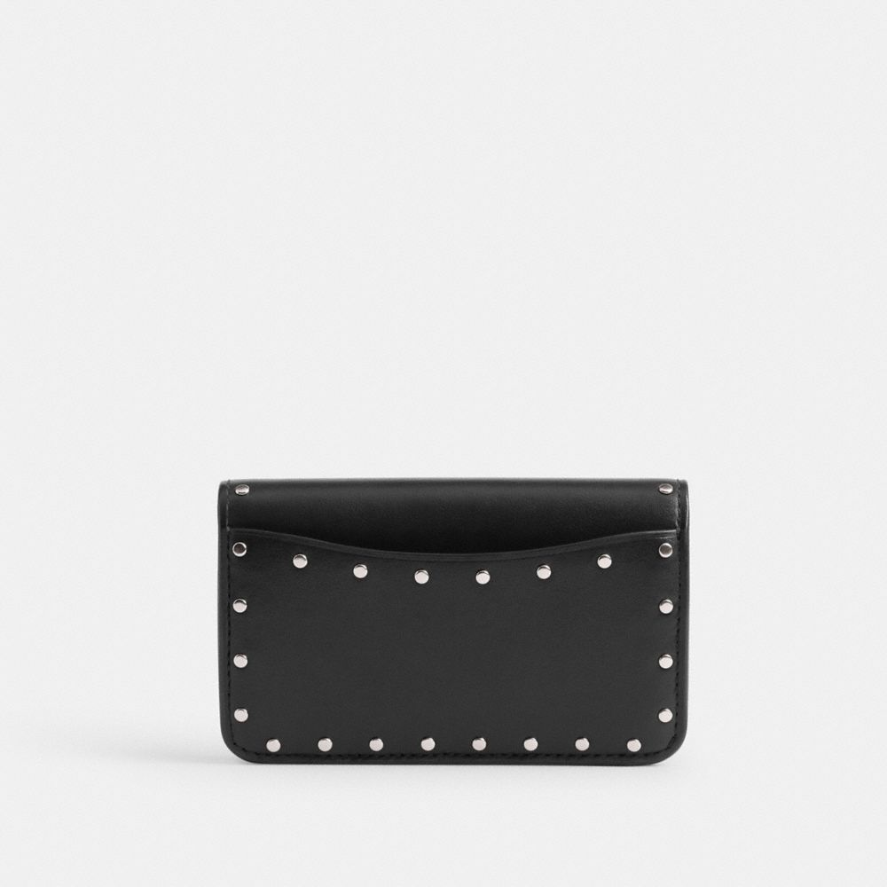 Coach Essential Slim Card Case With Rivets Silver/Black | COH865583