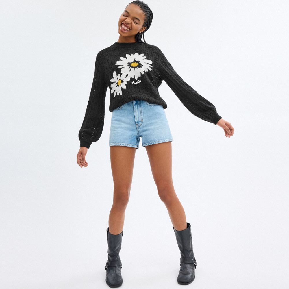 Coach Floral Crewneck Sweater Black | COH865999