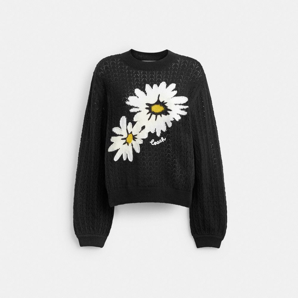 Coach Floral Crewneck Sweater Black | COH865999