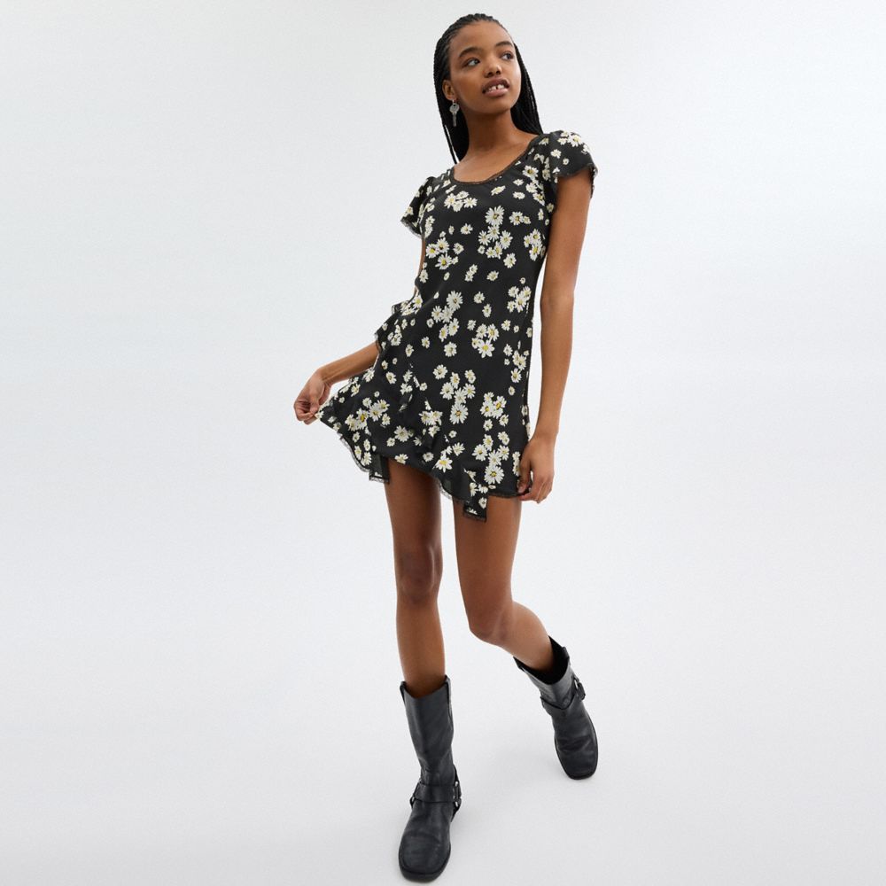 Coach Floral Mini Dress Black | COH866065