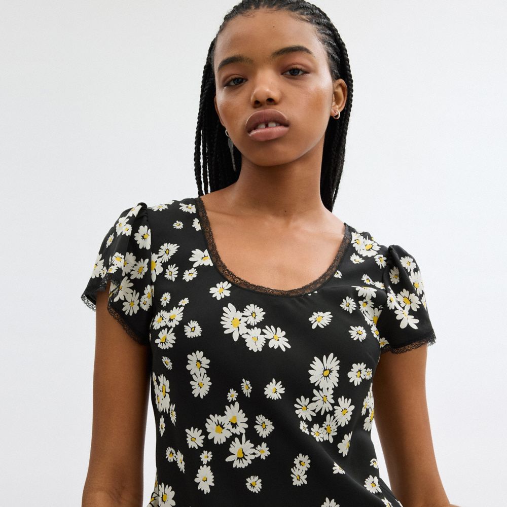 Coach Floral Mini Dress Black | COH866065