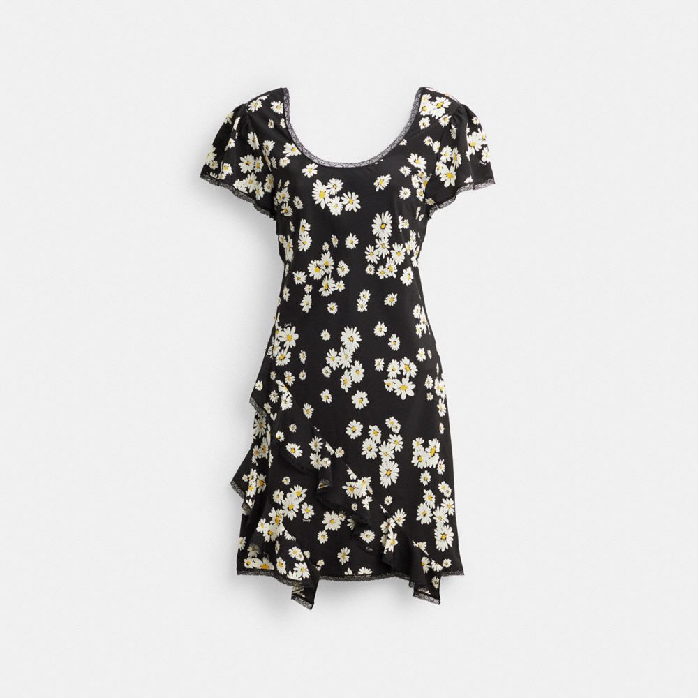 Coach Floral Mini Dress Black | COH866065