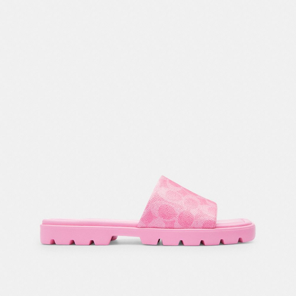 Coach Florence Sandal In Signature Canvas Coated Canvas/Vivid Pink | COH865868