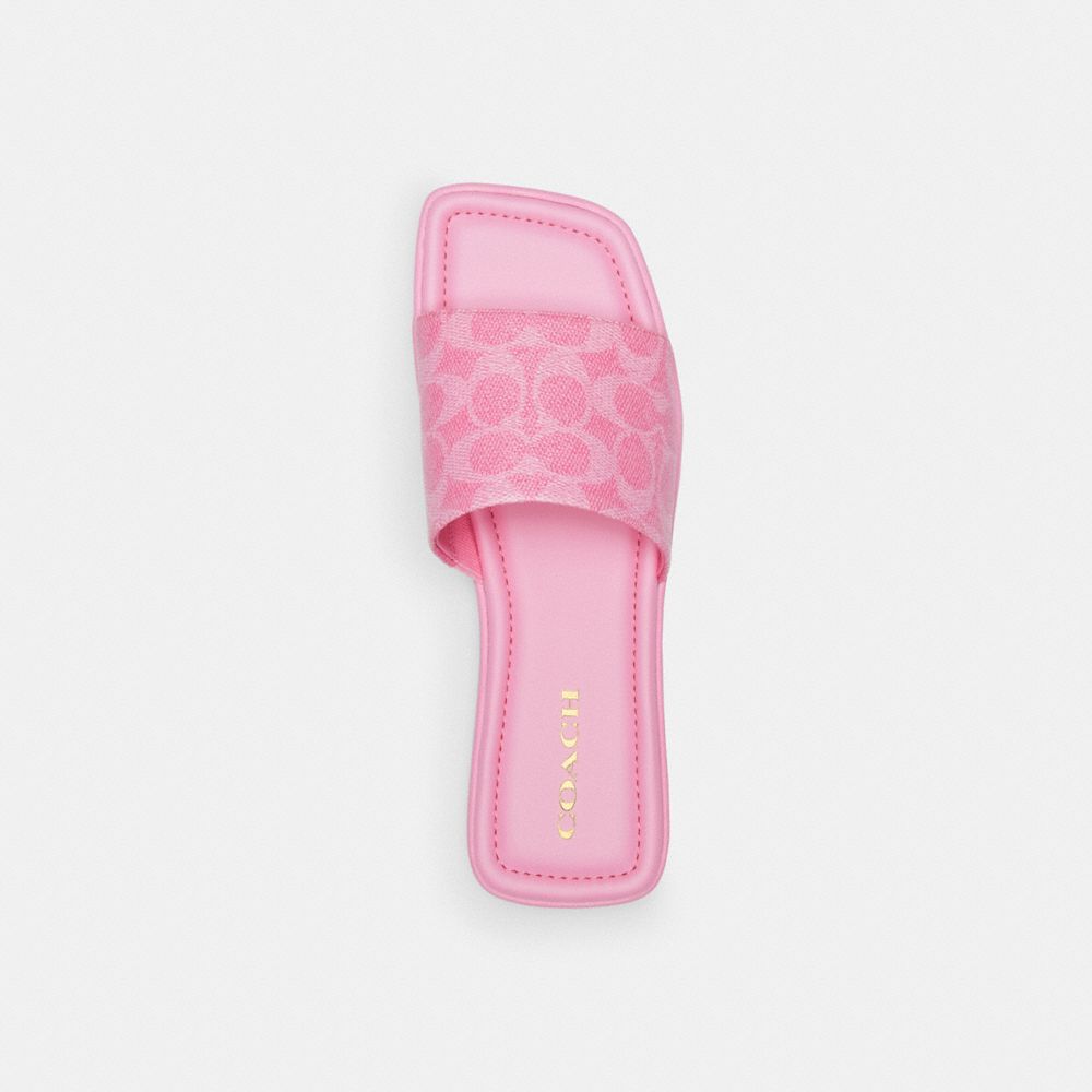 Coach Florence Sandal In Signature Canvas Coated Canvas/Vivid Pink | COH865868