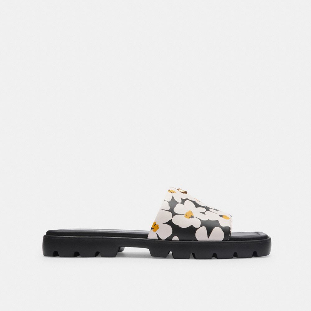 Coach Florence Sandal With Floral Print Leather/Chalk Multi | COH865889