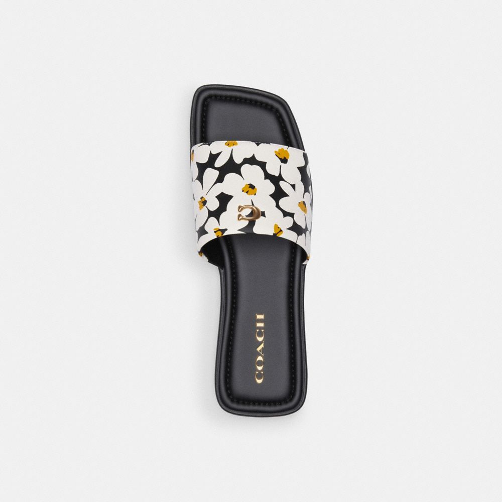 Coach Florence Sandal With Floral Print Leather/Chalk Multi | COH865889