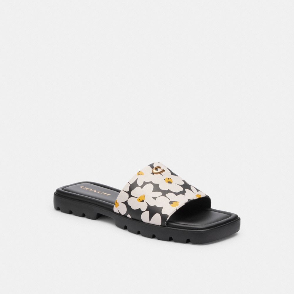 Coach Florence Sandal With Floral Print Leather/Chalk Multi | COH865889