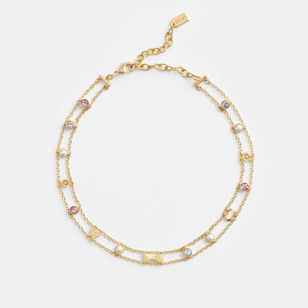 Coach Garden Charms Choker Necklace Gold/Multi | COH866186