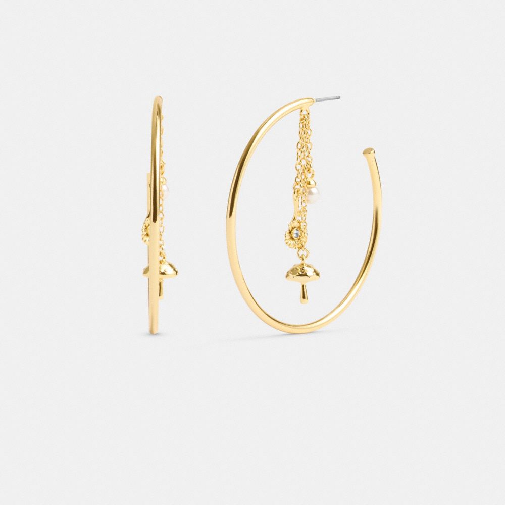 Coach Garden Charms Hoop Earrings Gold | COH866141