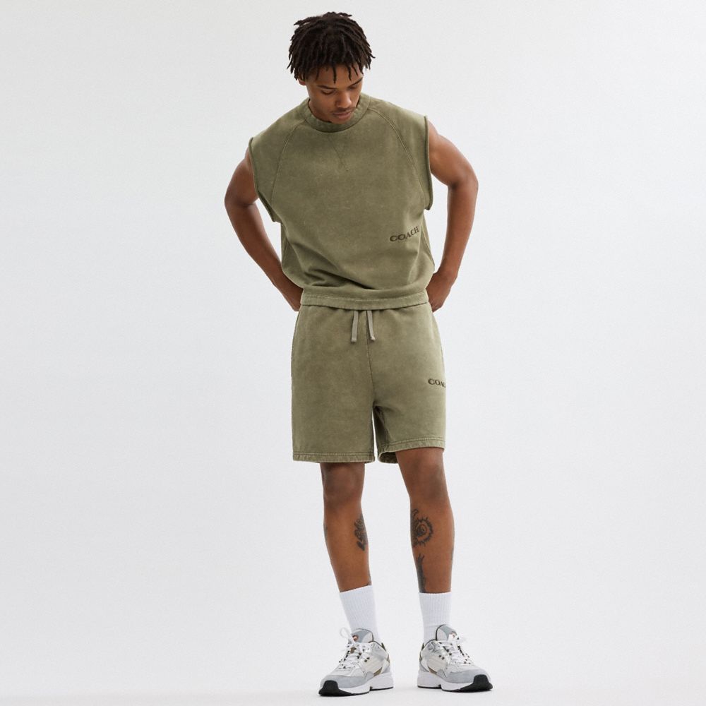 Coach Garment Dye Pull On Shorts Olive | COH866953