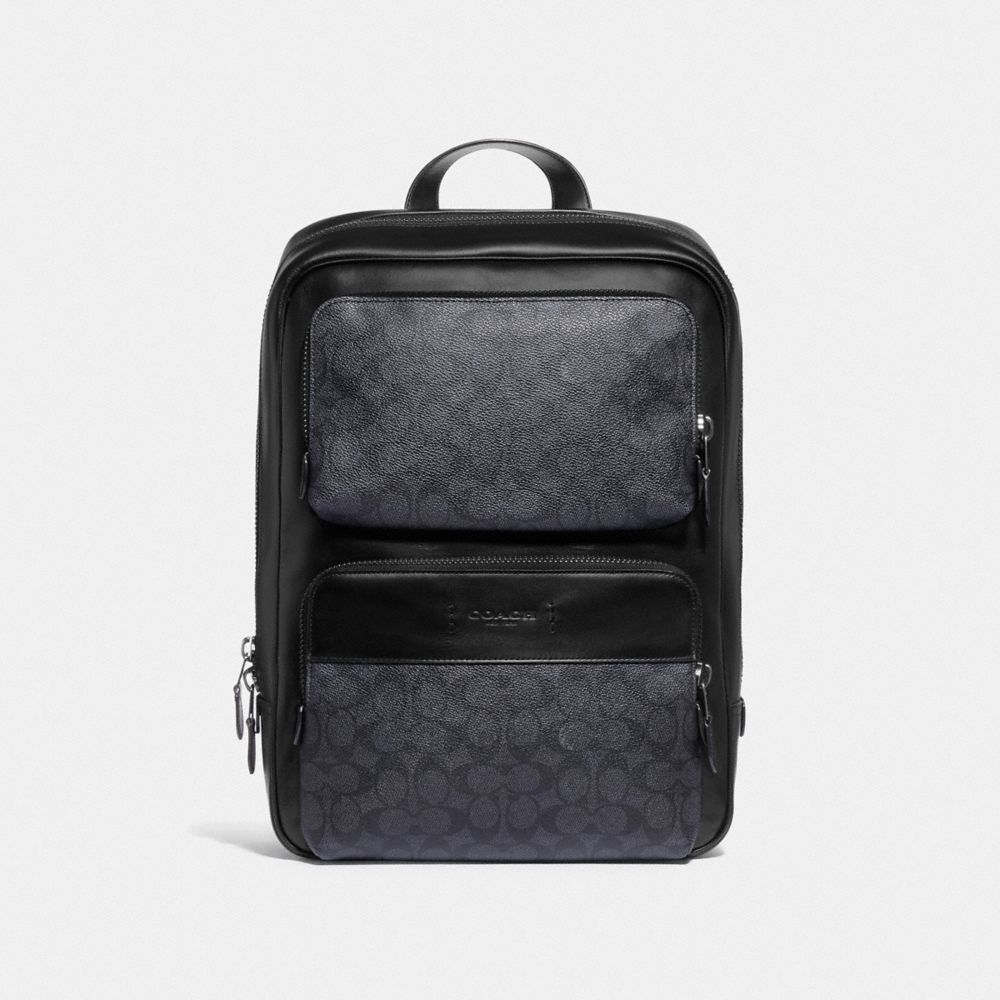 Coach Gotham Backpack In Signature Canvas Signature Coated Canvas/Smooth Leather/Black Copper/Charcoal/Bla | COH866500