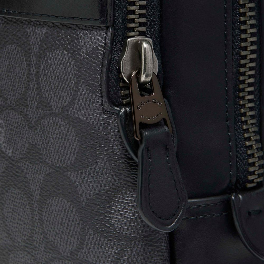 Coach Gotham Pack In Signature Canvas Signature Coated Canvas/Smooth Leather/Black Copper/Charcoal/Bla | COH866584