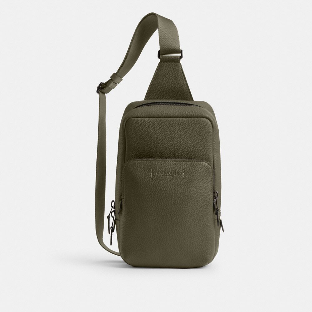 Coach Gotham Pack Pebble Leather/Smooth Leather/Army Green | COH866562