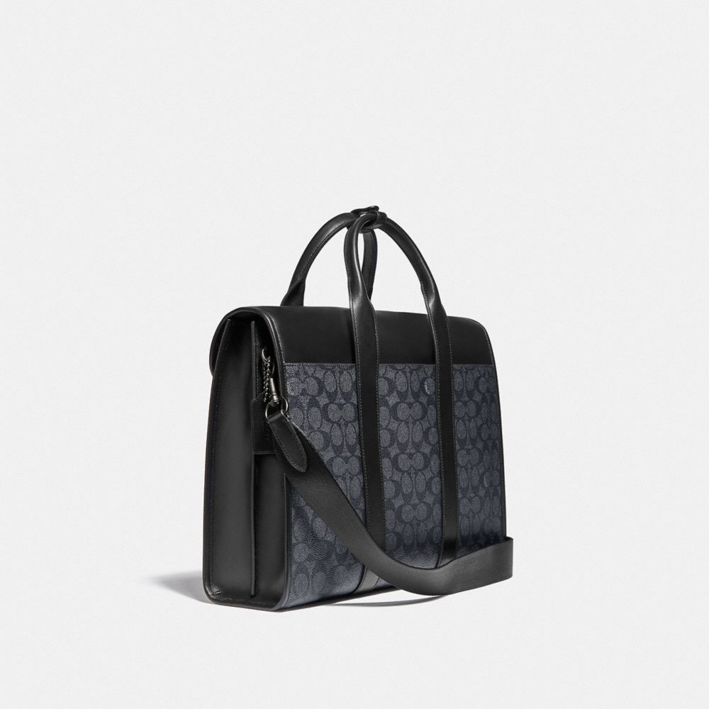 Coach Gotham Portfolio Bag In Signature Canvas Signature Coated Canvas/Smooth Leather/Black Copper/Charcoal/Bla | COH866533