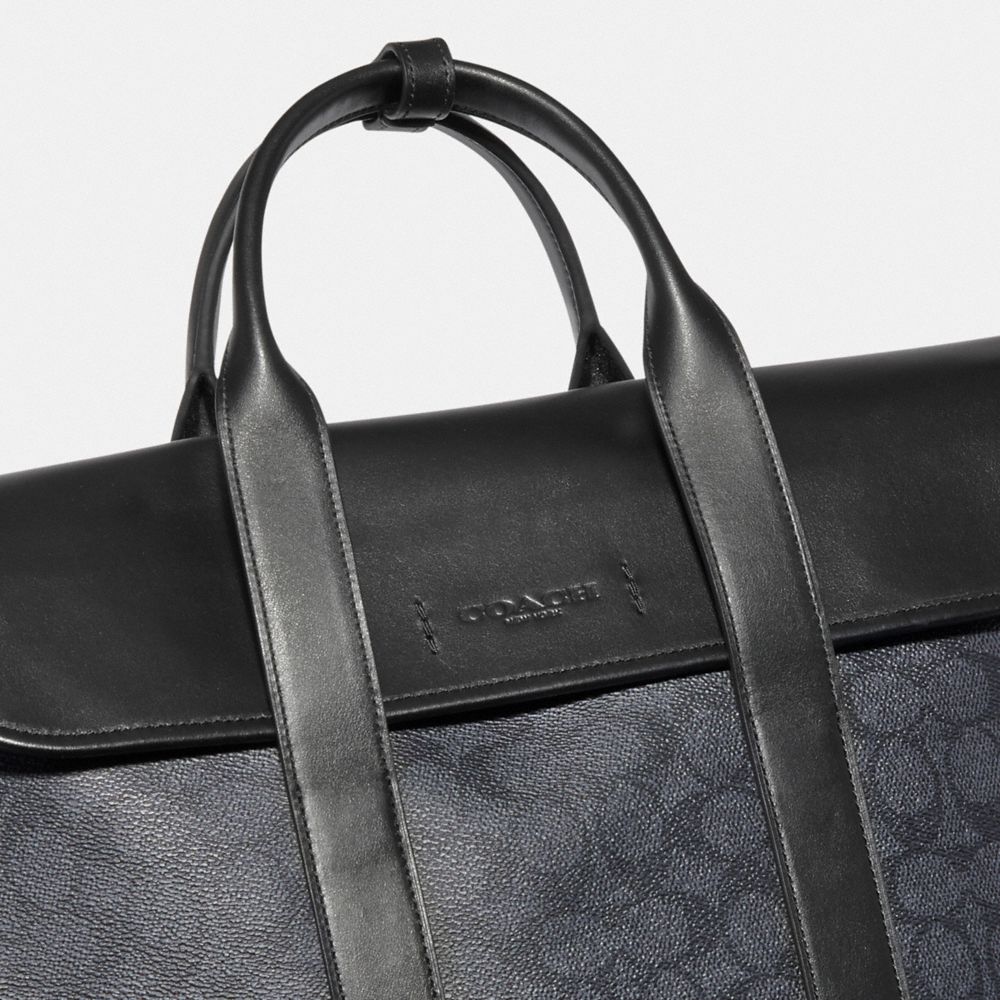 Coach Gotham Portfolio Bag In Signature Canvas Signature Coated Canvas/Smooth Leather/Black Copper/Charcoal/Bla | COH866533
