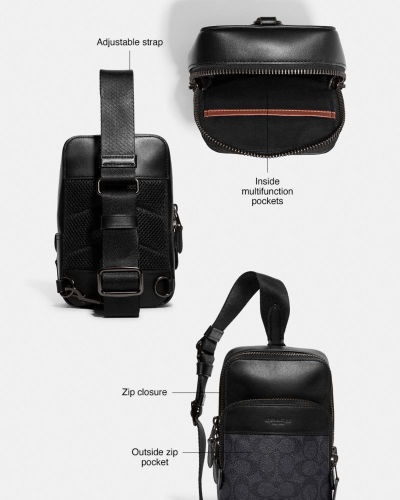 Coach Gotham Sling Pack 13 In Signature Canvas Charcoal | COH865462
