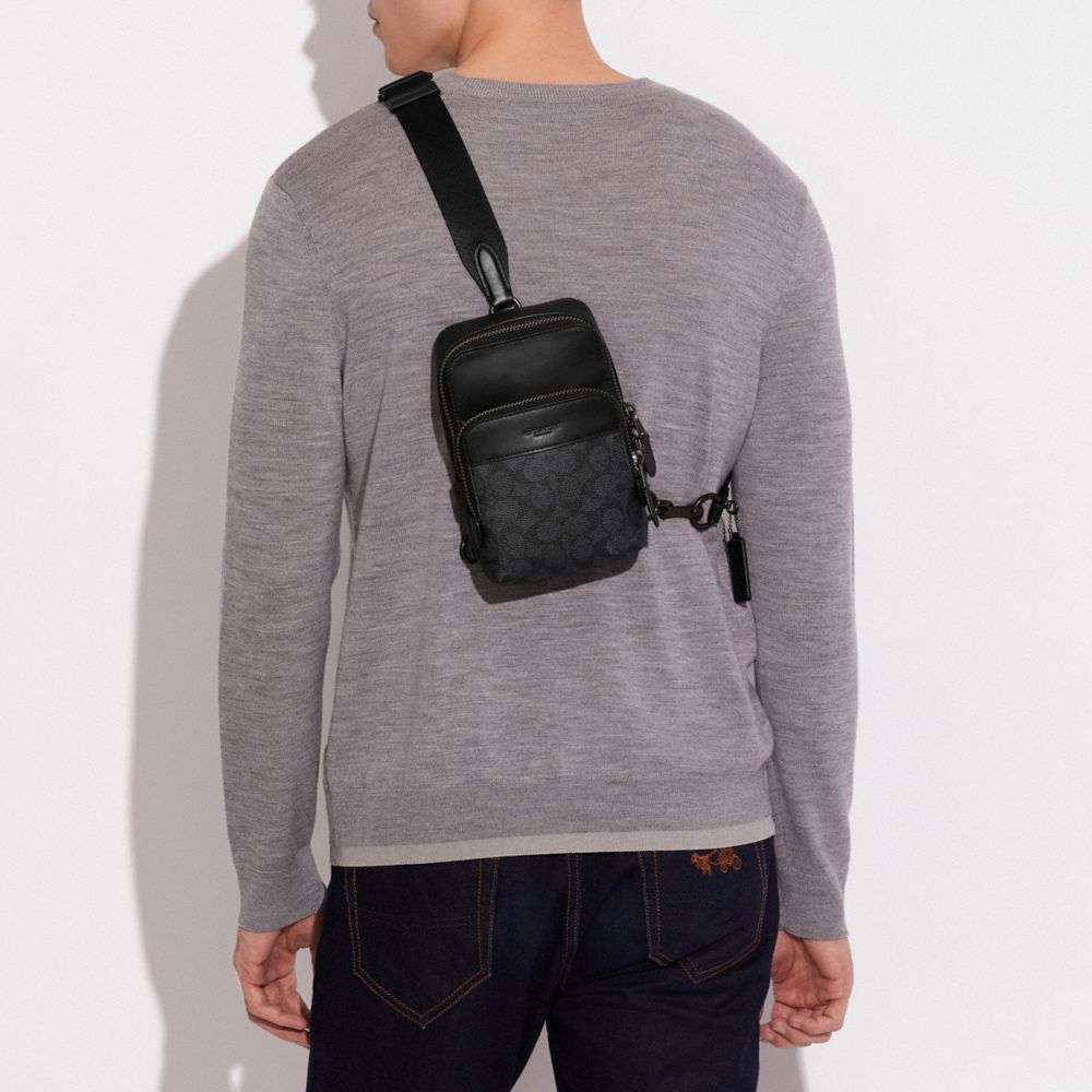 Coach Gotham Sling Pack 13 In Signature Canvas Charcoal | COH865462