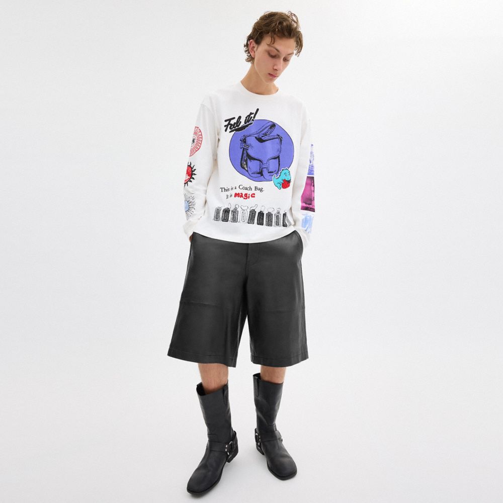 Coach Graphic Long Sleeve T Shirt In Organic Cotton White Cream | COH866931