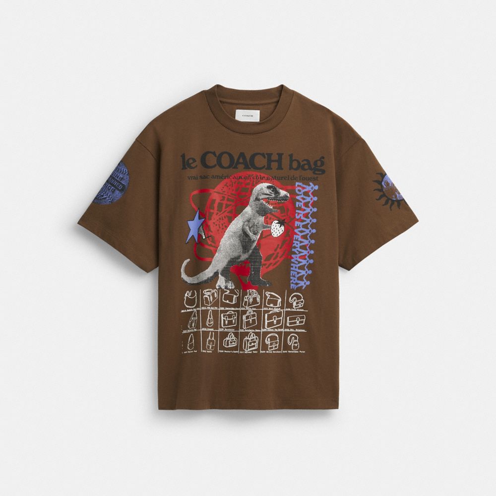 Coach Graphic Relaxed T Shirt In Organic Cotton Brown | COH866930
