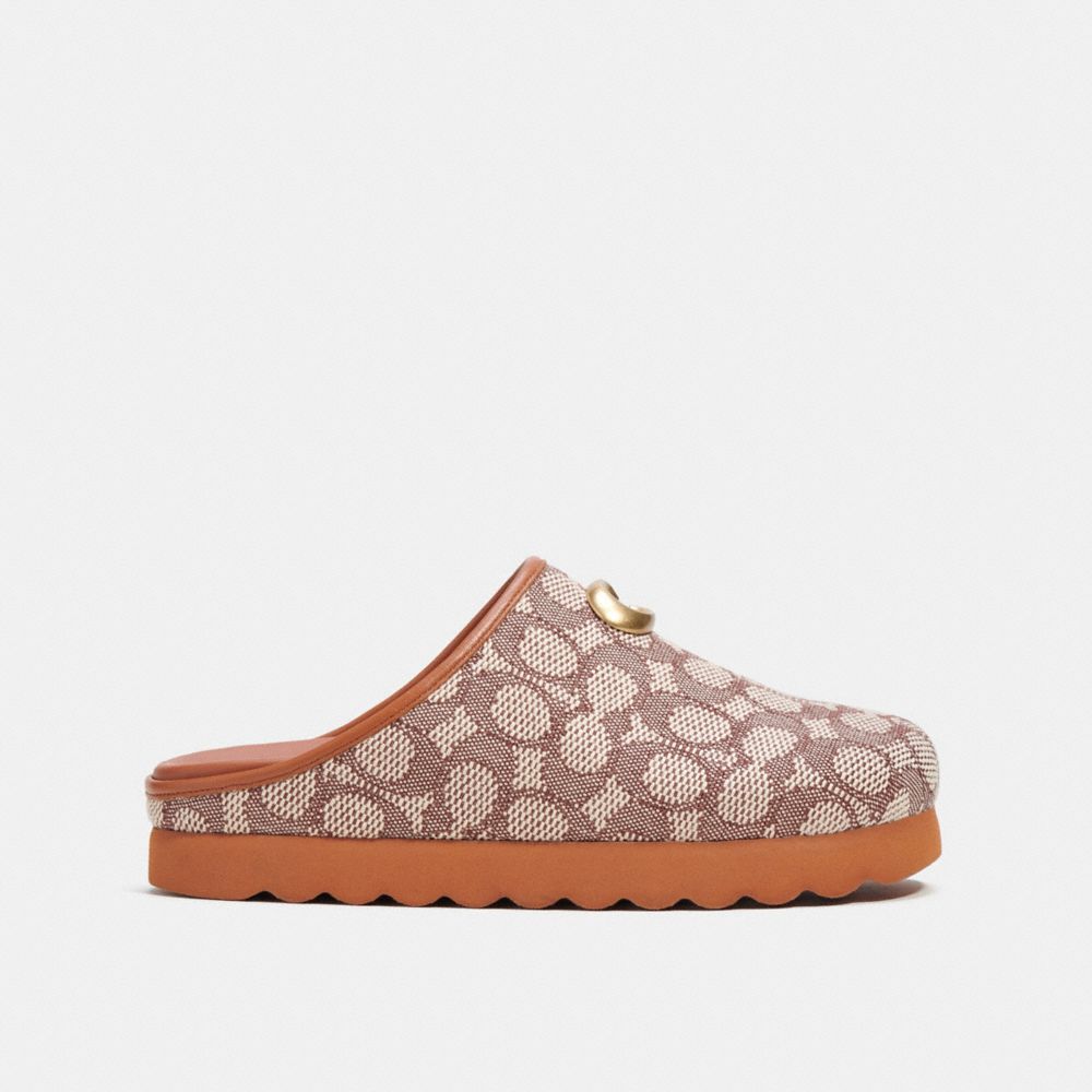 Coach Hadley Slipper In Signature Textile Jacquard Cocoa/Burnished Amber | COH865784