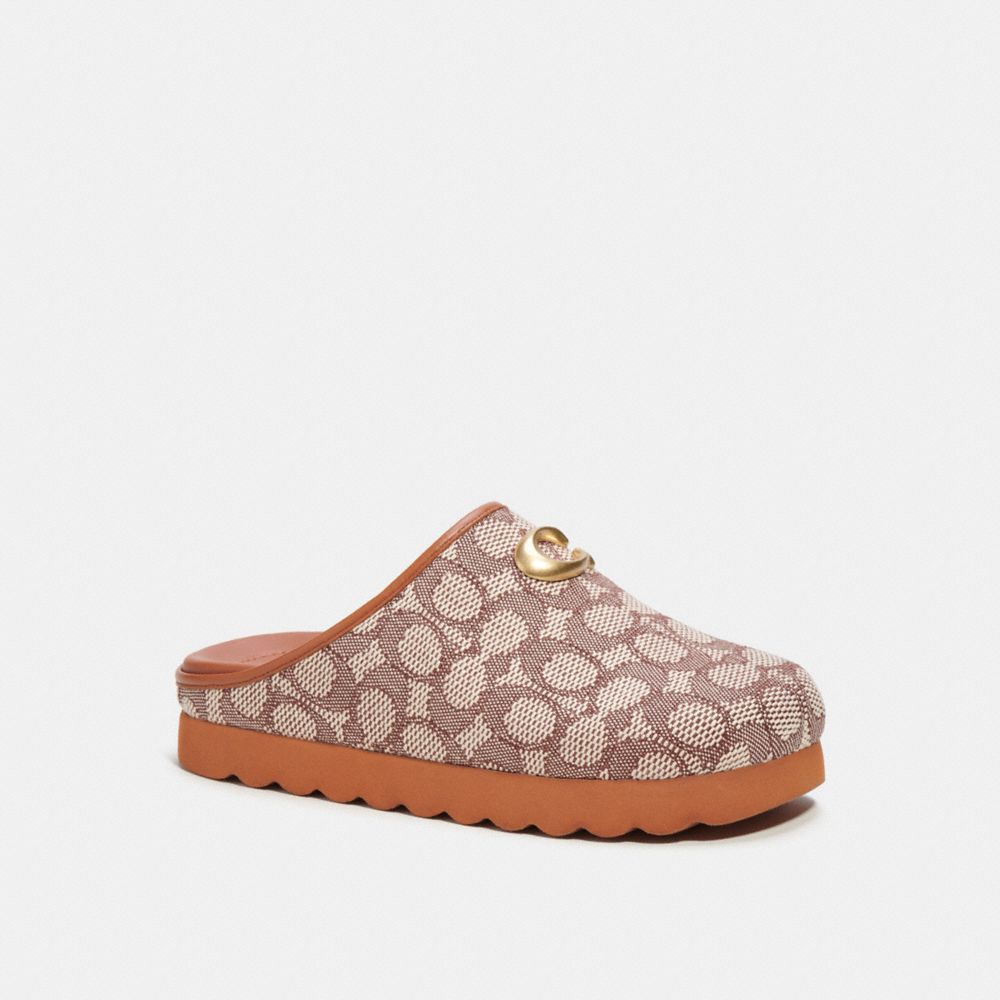 Coach Hadley Slipper In Signature Textile Jacquard Cocoa/Burnished Amber | COH865784