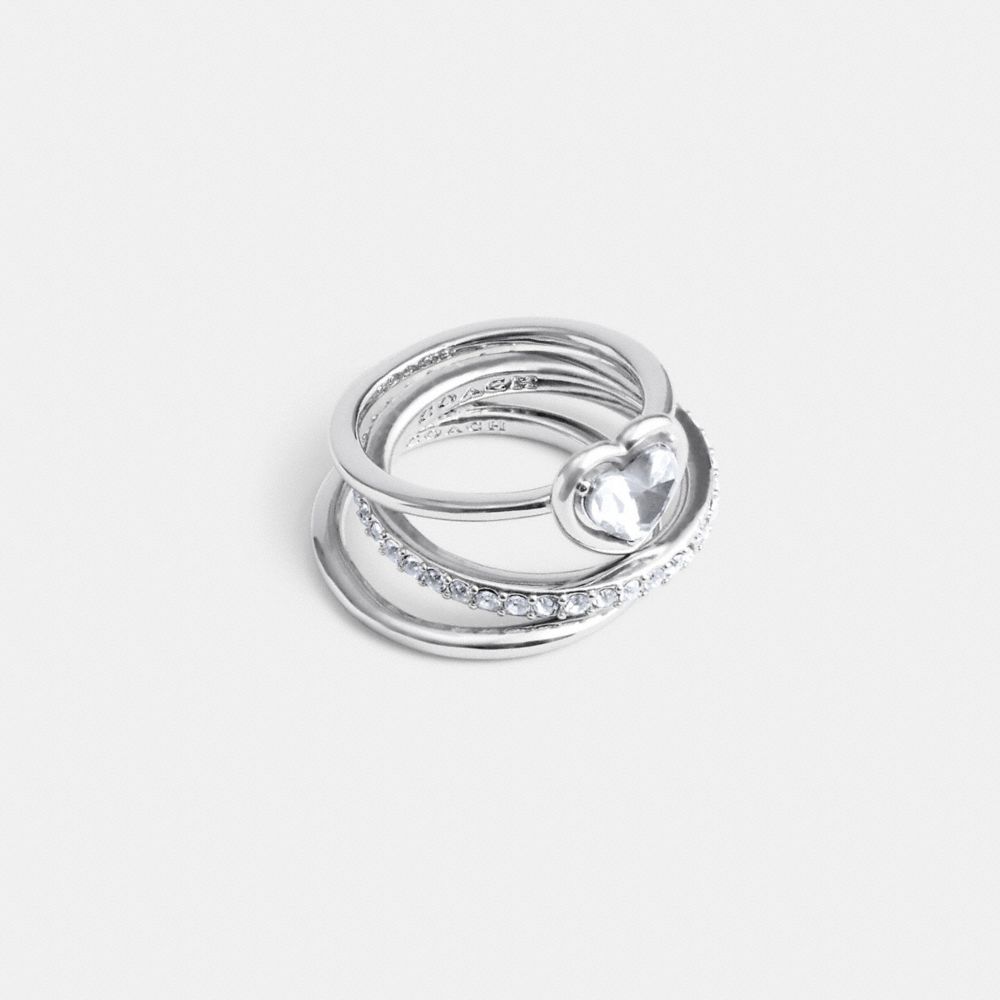 Coach Halo Heart Ring Set Silver | COH866159