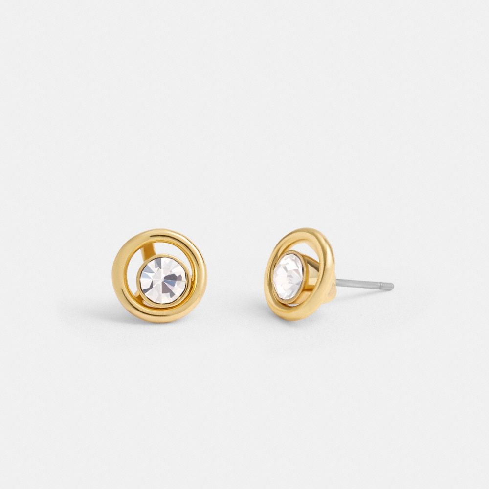 Coach Halo Round Stud Earrings Gold | COH866121