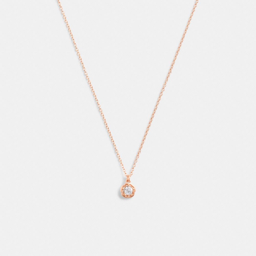 Coach Halo Tea Rose Pendant Necklace Rose Gold | COH866180
