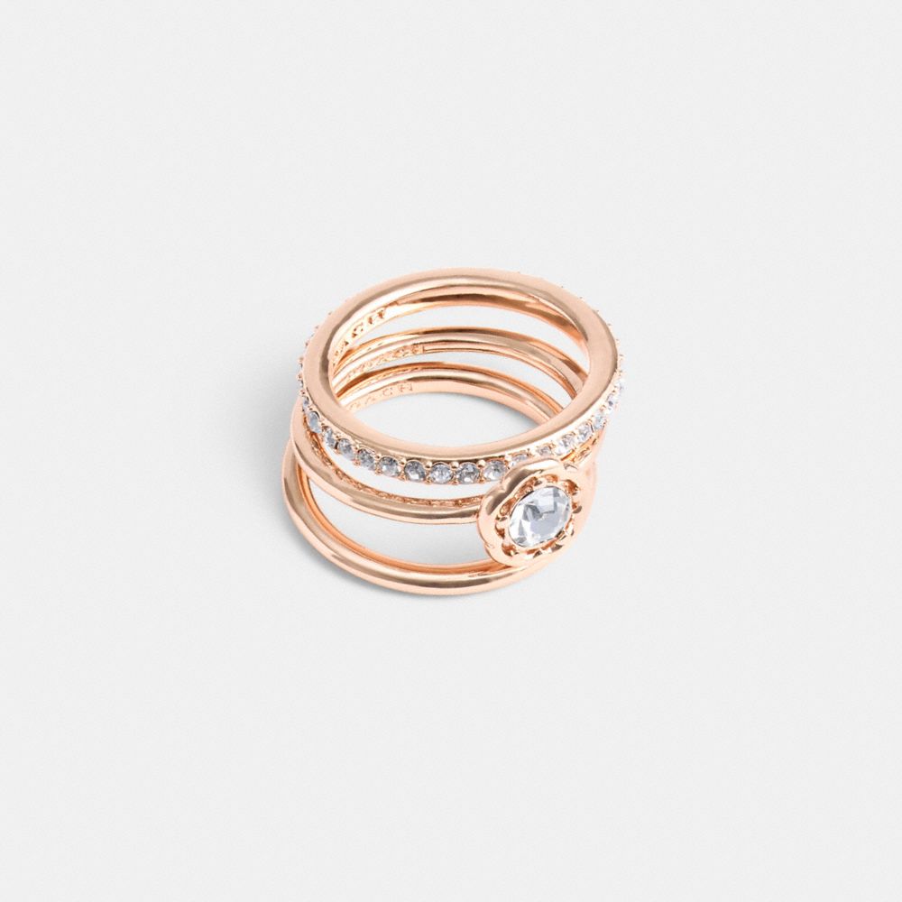 Coach Halo Tea Rose Ring Set Rose Gold | COH866145