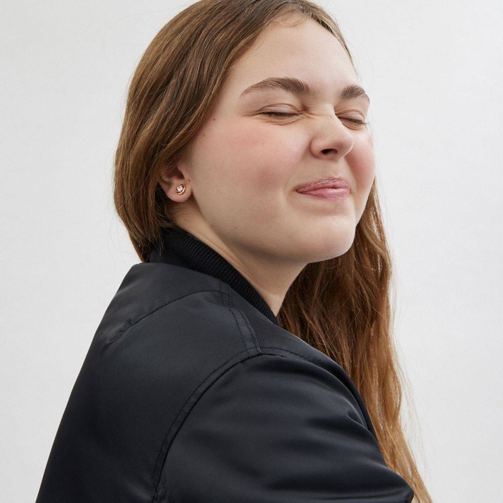 Coach Halo Tea Rose Stud Earrings Rose Gold | COH866133