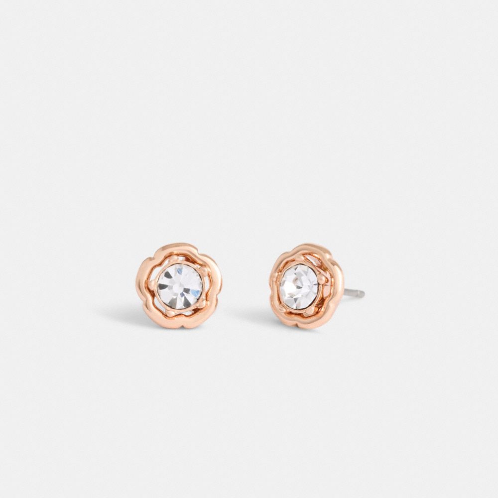 Coach Halo Tea Rose Stud Earrings Rose Gold | COH866133