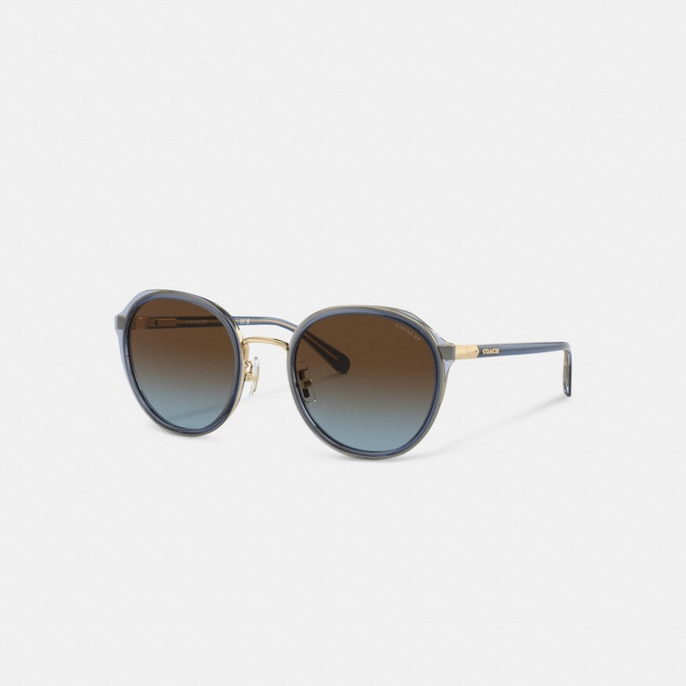 Coach Hangtag Geometric Round Sunglasses Brown Blue Grey Gradient | COH866324