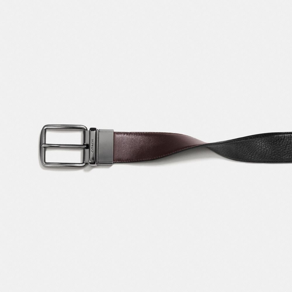Coach Harness Buckle Cut To Size Reversible Belt, 38 Mm Black/Mahogany | COH866993