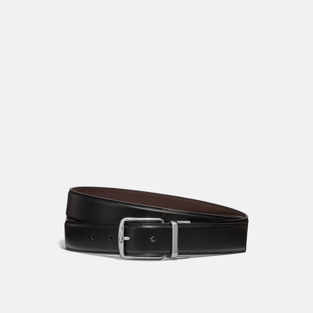 Coach Harness Buckle Cut To Size Reversible Belt, 32 Mm Black/Chestnut | COH866998
