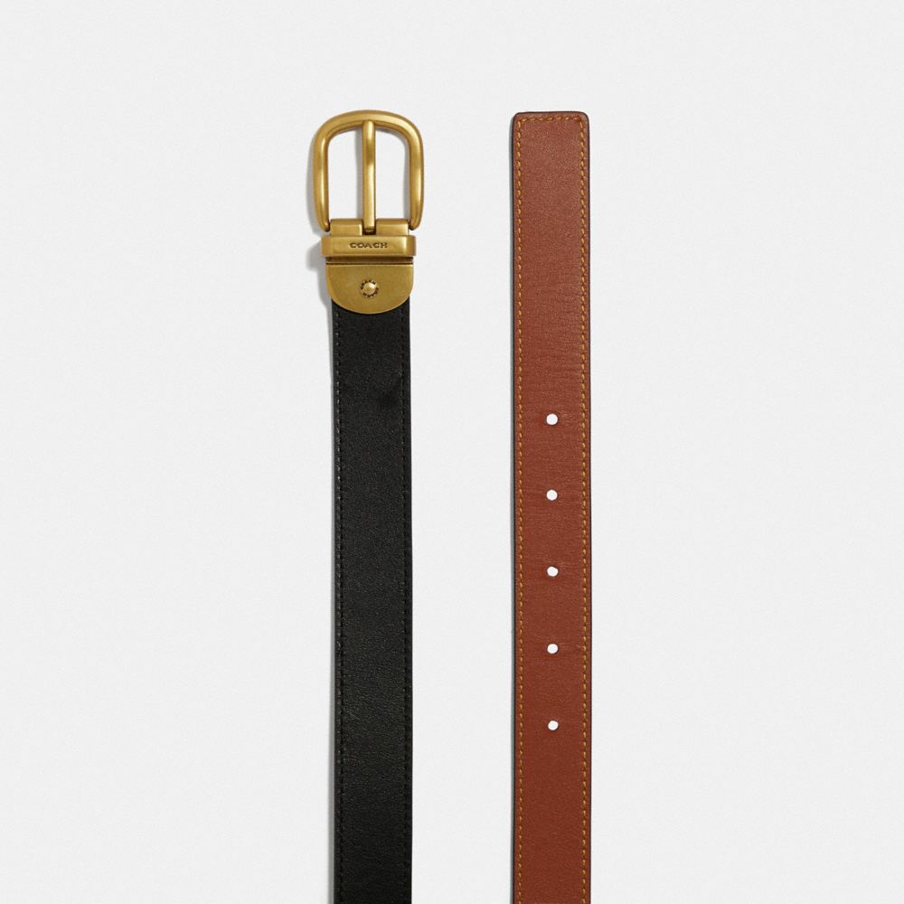 Coach Harness Buckle Reversible Belt, 25 Mm Brass/Black/1941 Saddle | COH866314