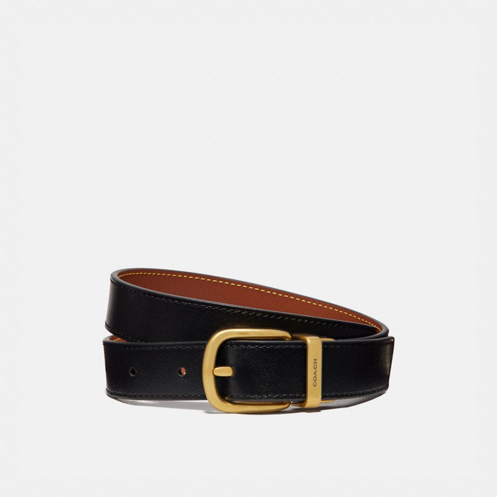 Coach Harness Buckle Reversible Belt, 25 Mm Brass/Black/1941 Saddle | COH866314
