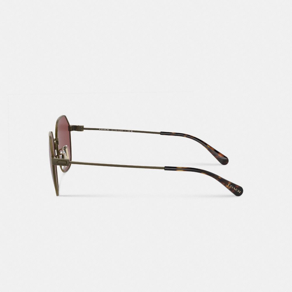 Coach Hinged Geometric Round Sunglasses Antique Gold/Wine | COH867066