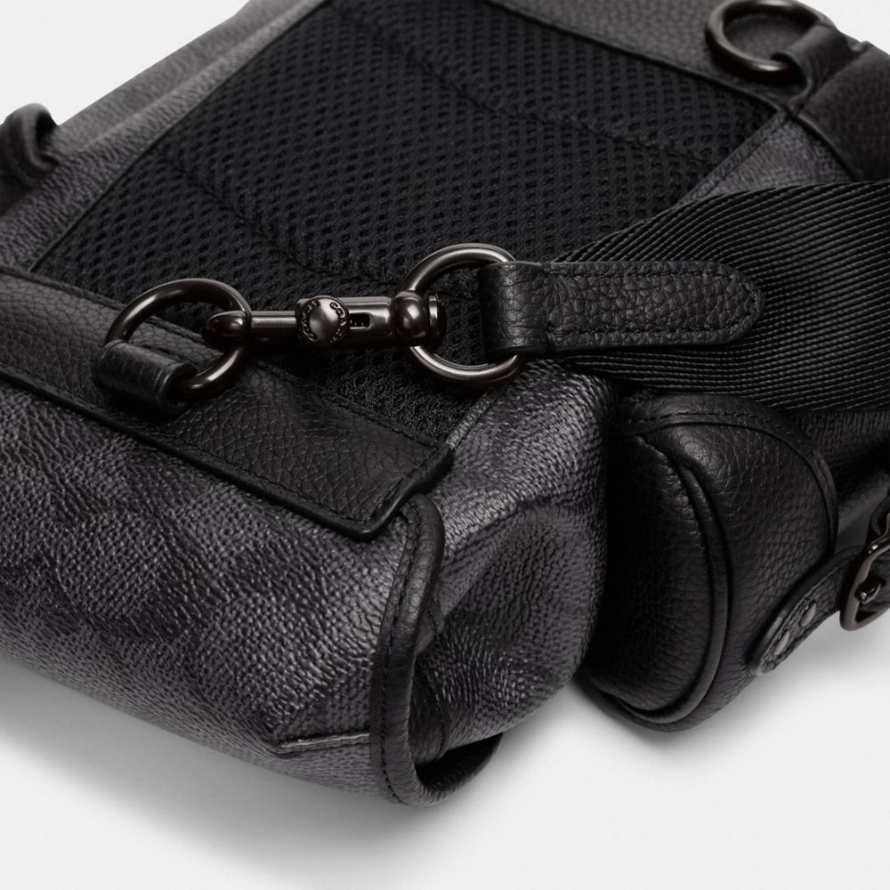 Coach Hitch Backpack 13 In Signature Canvas Signature Coated Canvas/Charcoal | COH866492