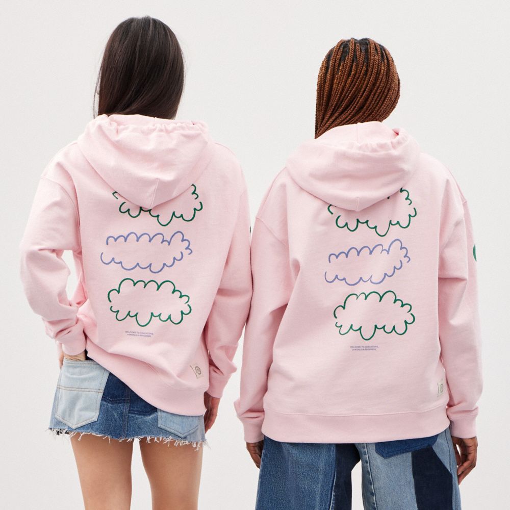 Coach Hoodie In 100% Recycled Cotton: 3 Clouds Pink/Multi | COH866898