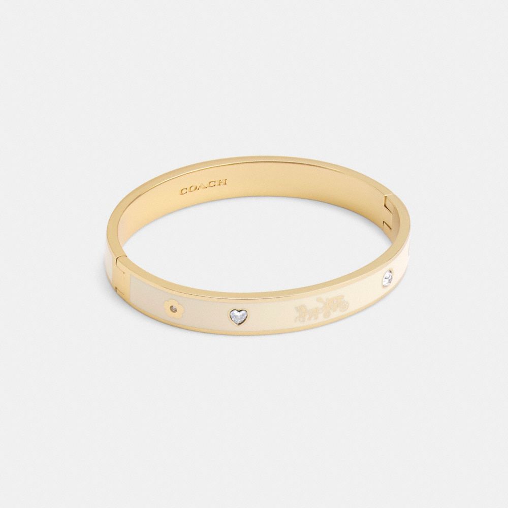 Coach Horse And Carriage Enamel Hinged Bangle Gold/Chalk | COH866205
