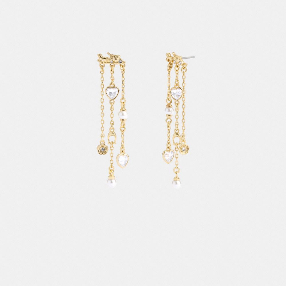 Coach Horse And Carriage Front Back Charm Earrings Gold | COH866218