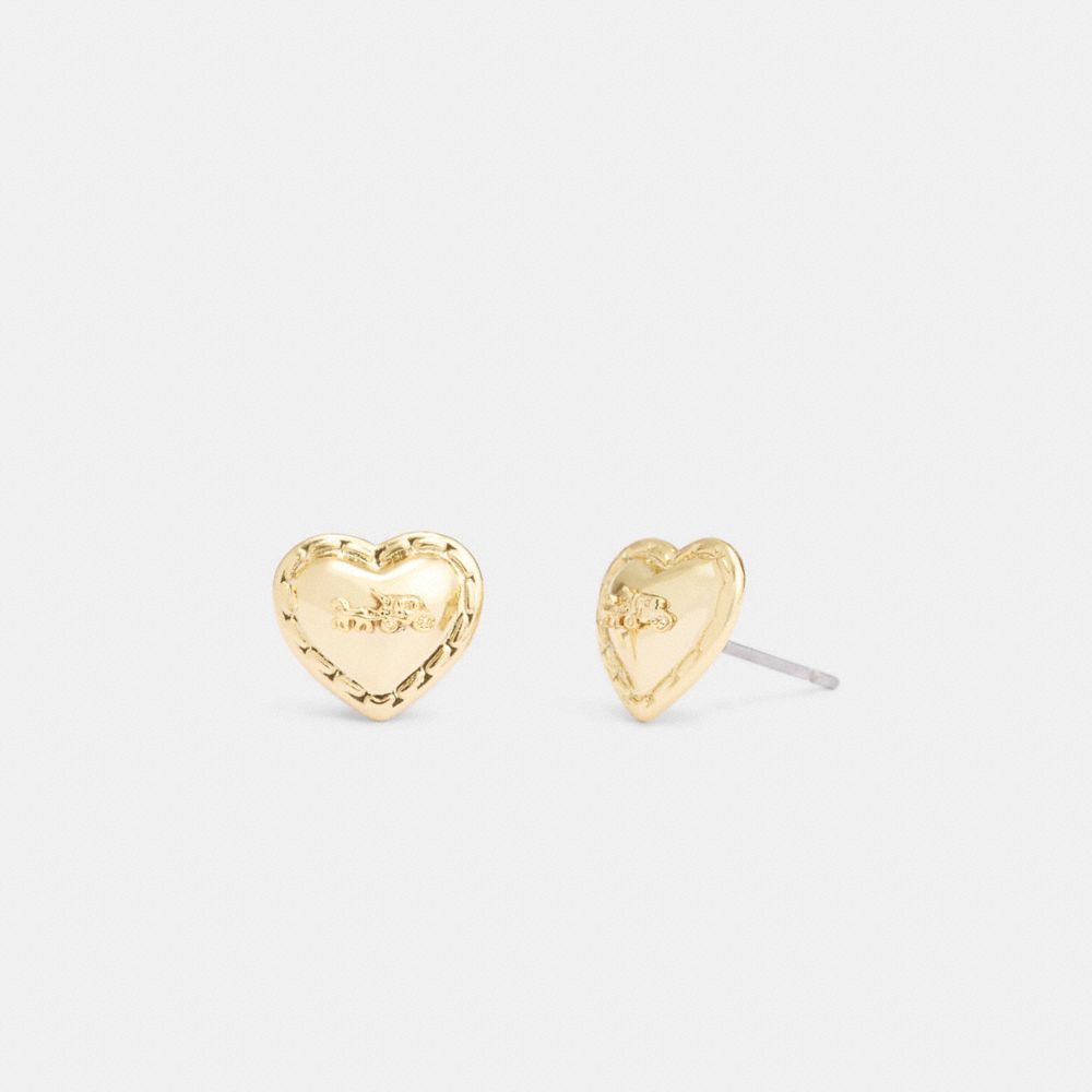 Coach Horse And Carriage Heart Stud Earrings Gold | COH866220