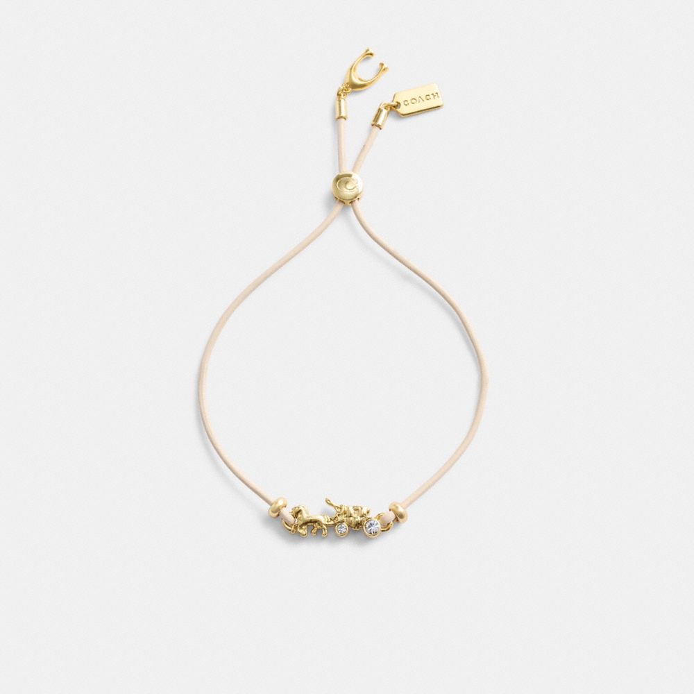Coach Horse And Carriage Leather Slider Bracelet Gold/Chalk | COH866229