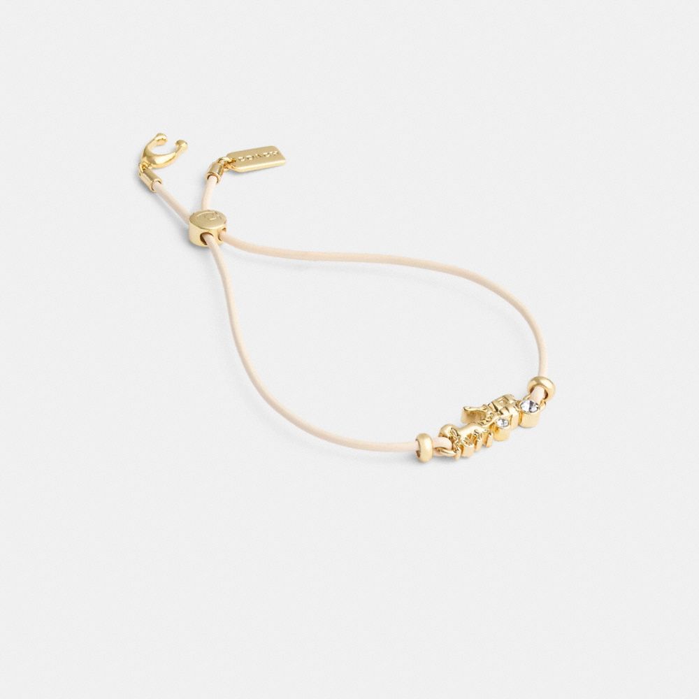 Coach Horse And Carriage Leather Slider Bracelet Gold/Chalk | COH866229