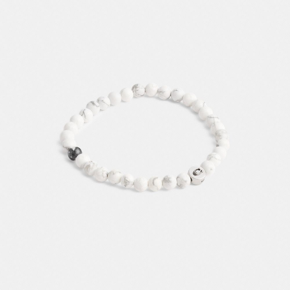 Coach Howlite Beaded Bracelet Silver & White | COH867011