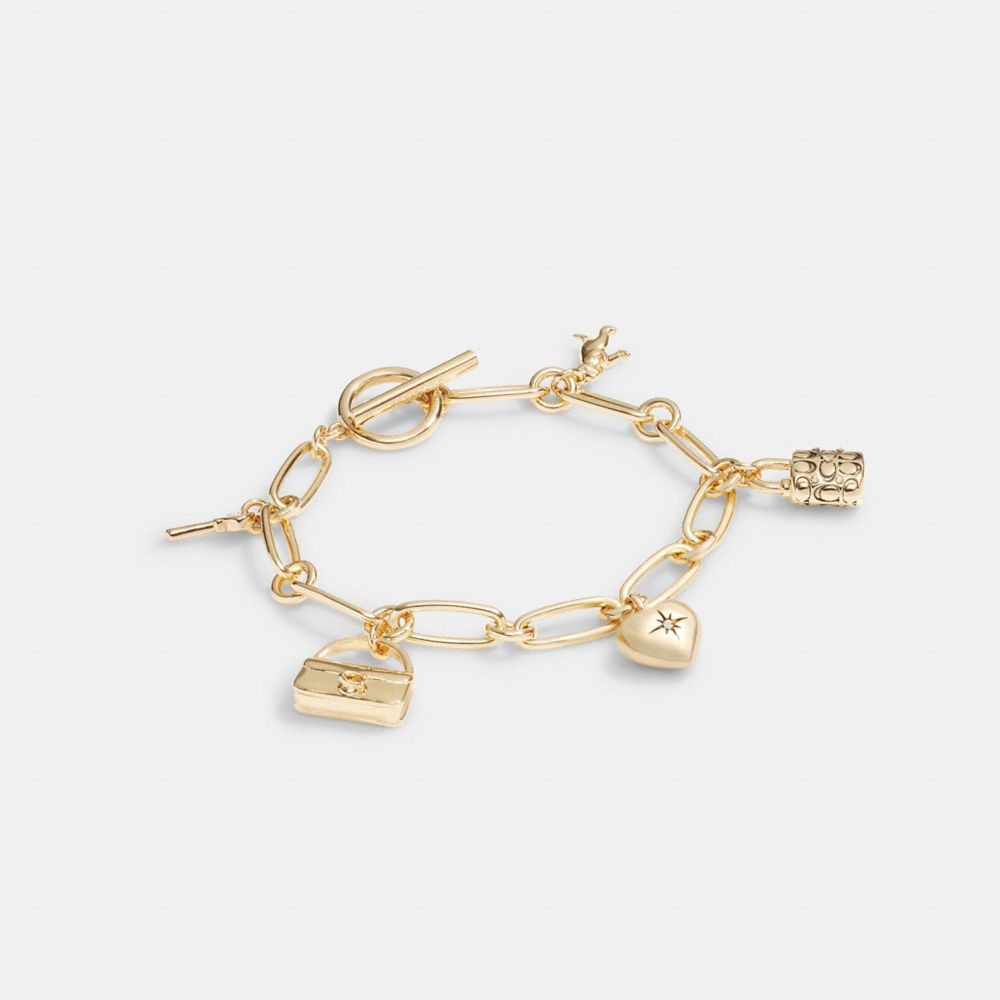 Coach Iconic Charm Chain Bracelet Gold | COH866177